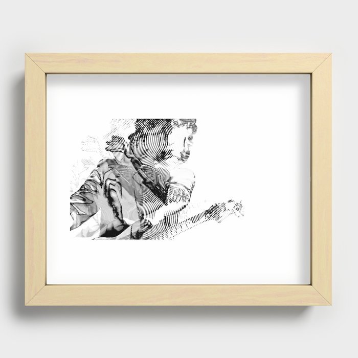 Lost in the lights, black and white. Recessed Framed Print