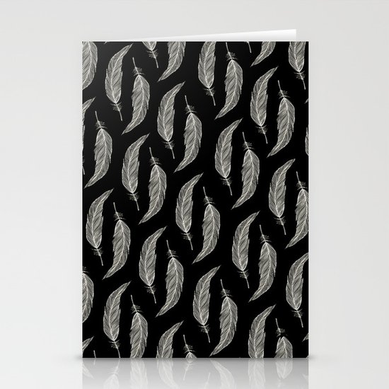 One Feather - White & Black Stationery Cards