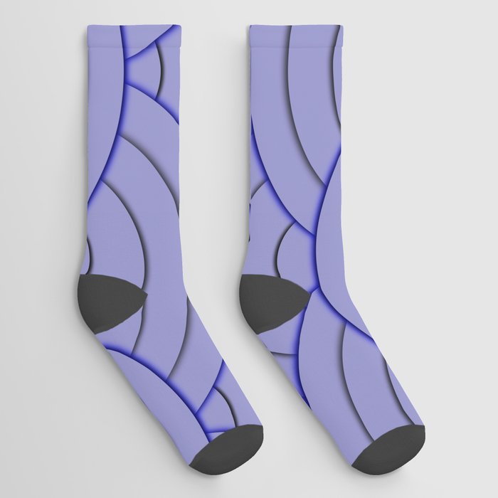 Very Peri Cobalt Blue Art Deco Minimal Arch Pattern  Socks