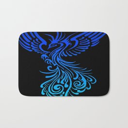 Rising From The Ashes Phoenix Blue Aqua Ombre Bath Mat | Survivor, Bird, Onthemend, Resilience, Inspiring, Mindfulness, Returntonormal, Reviving, Lifetransitions, Graphicdesign 