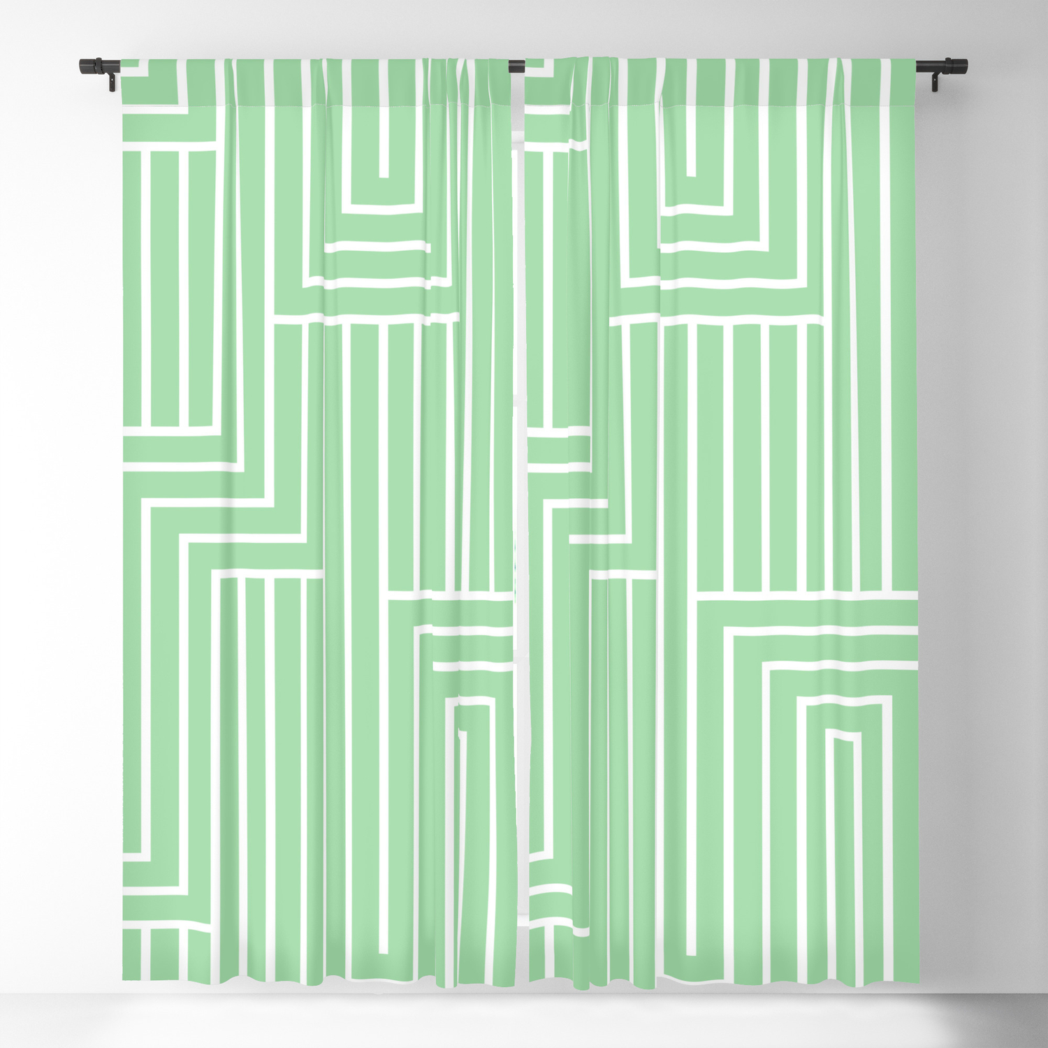 White Pastel Mint Green Art Decor Pattern 2 Inspired By 2020 Color Of The Year Neo Mint Blackout Curtain By Pipafineart Society6