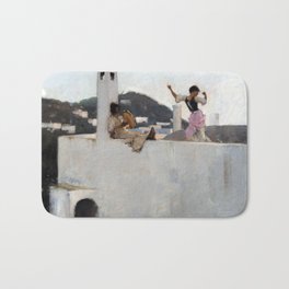 John Singer Sargent Capri Girl on a Rooftop Bath Mat | Oil, Dancing, Rooftop, Town, Italy, Music, Painting, Girl, City, Dance 