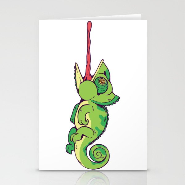 Chameleon Hangs On Tongue Stationery Cards