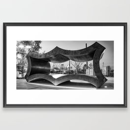 Rogers Arkansas Frisco Sculpture Panorama - Black and White Framed Art Print