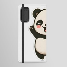 Kawaii Cute Panda - Joyful, Playing, Smiling Android Wallet Case