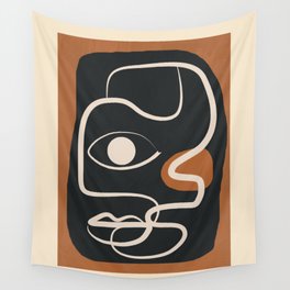 Abstract Face Line Art 10 Wall Tapestry