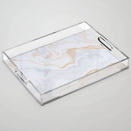 White & Gold Marble  Acrylic Tray