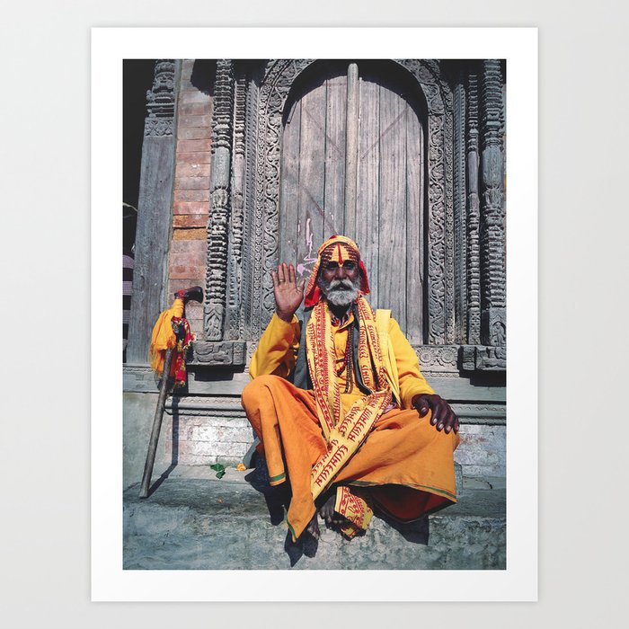 Holy Man in Kathmandu Art Print
