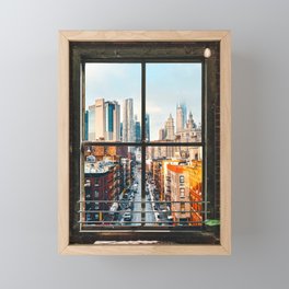 New York City Window | Colorful Street and Skyline | NYC Framed Mini Art Print