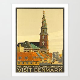 visit denmark   our saviours church, copenhagen  oude poster Art Print | Our, Graphicdesign, Visit, Digital, Copenhagen, Typography, Church, Denmark, Saviours 