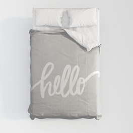 Hello in Gray Comforter