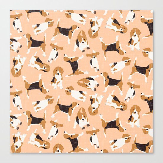 beagle scatter peach Canvas Print