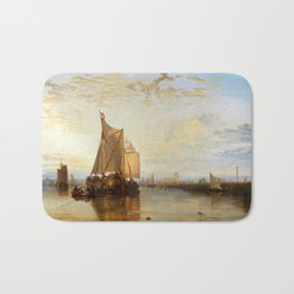 Dort or Dordrecht: The Dort packet-boat from Rotterdam becalmed (1818) by J.M.W. Turner Bath Mat | Sea, Classic, Europe, Dordrecht, Medieval, Rotterdam, Jmw, Painting, Netherland, Landscape 