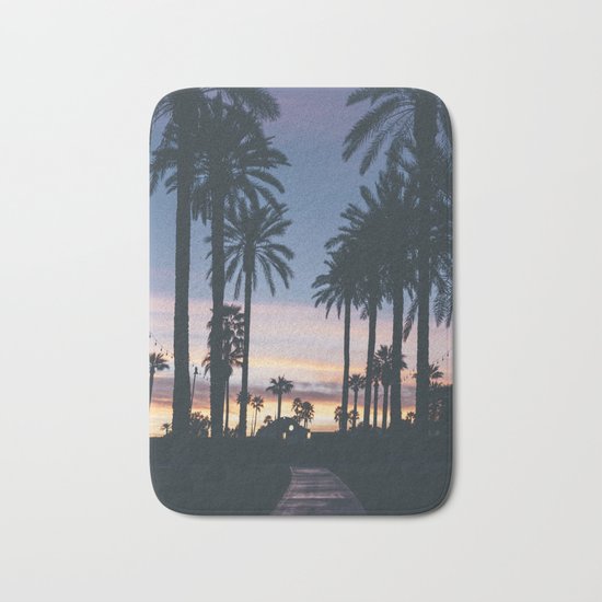 Sunset in the City (Hawaii Tropical Palm Trees) Bath Mat