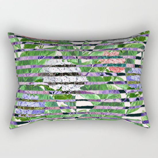 Stripes with Flowers Rectangular Pillow