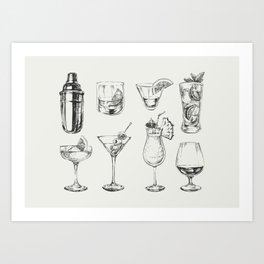 Cocktail set Art Print