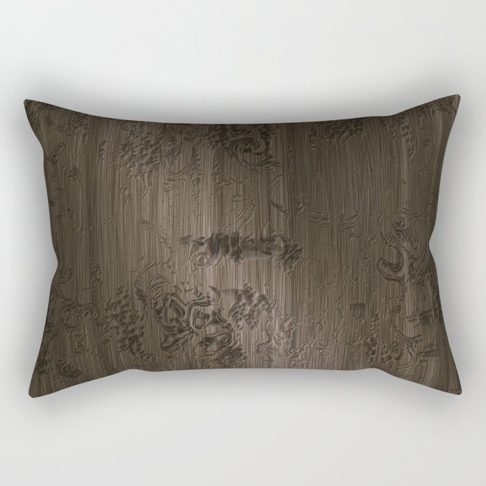 Brown engraved wood board Rectangular Pillow