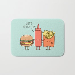 Let’s ketchup! Bath Mat | Relationship, Friendship, Life, Graphicdesign, Fries, Ketchup, Pun, Fastfood, Burger, Eat 