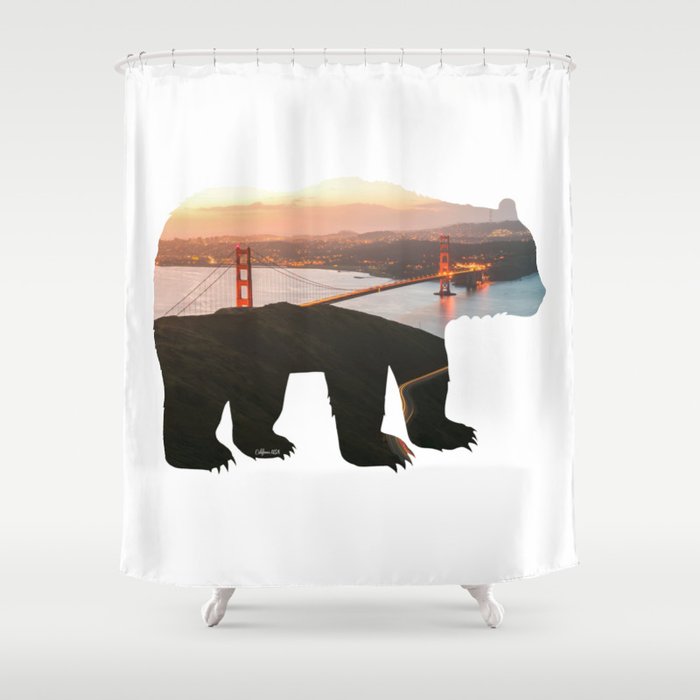 California Bear X Golden Gate Bridge San Francisco California Bear X Golden Gate Bridge San Francisco Shower Curtain By Rowellos Society6