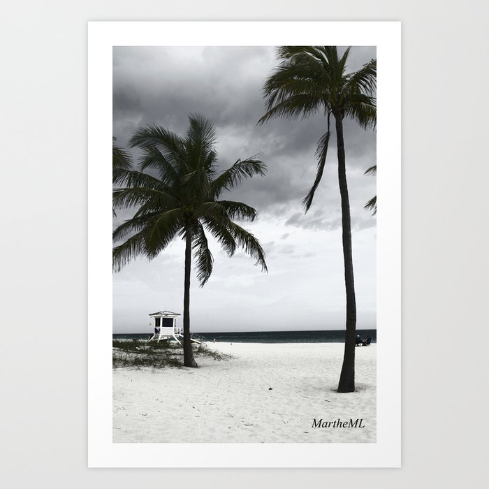 Miami stormy beach Art Print