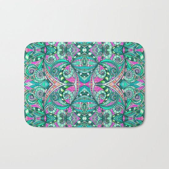 Drawing Floral Zentangle G207 Bath Mat