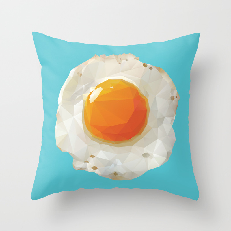 Fried Egg Polygon Art Throw Pillow By Polymolystudio Society6