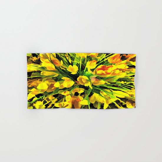 Painterly Yellow Crocuses Hand & Bath Towel