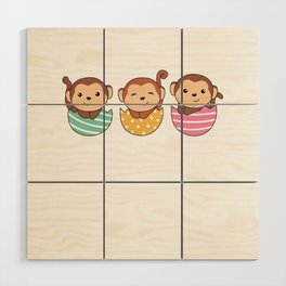 Sweet Monkeys At Easter With Easter Eggs Monkey Wood Wall Art