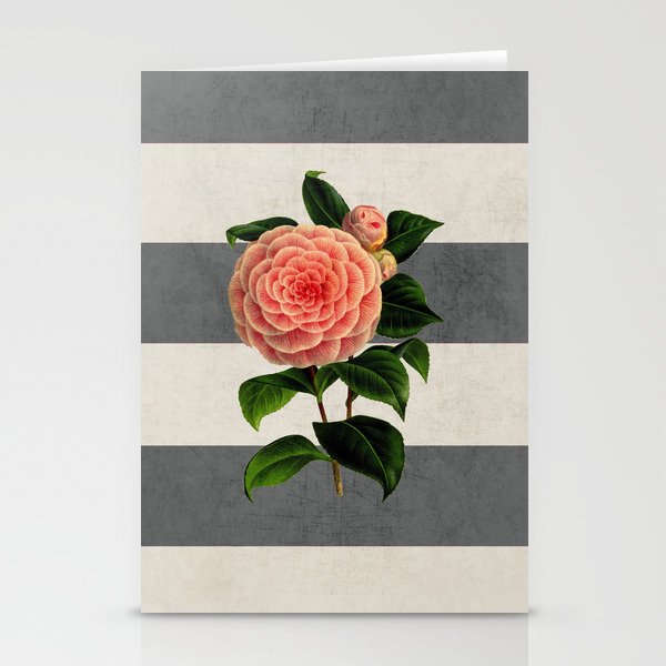 botanical stripes - camellia Stationery Cards