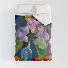 Paul Gauguin "Nature morte aux fleurs et à l'idole (Still life with flowers and an idol)" Comforter