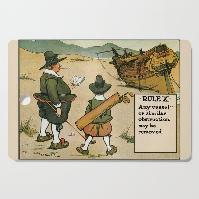  Antique golf rule 10 cartoon Cutting Board