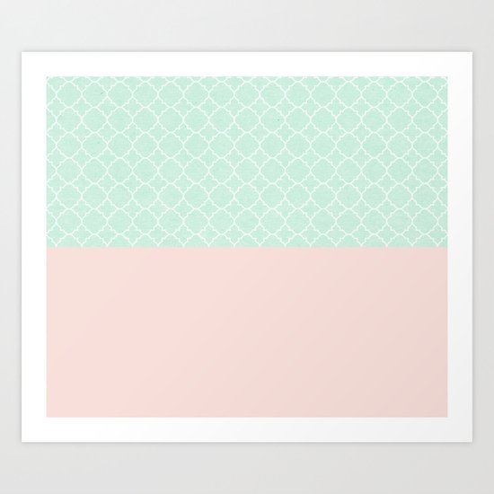 Vintage Blue, Classic Pink Art Print