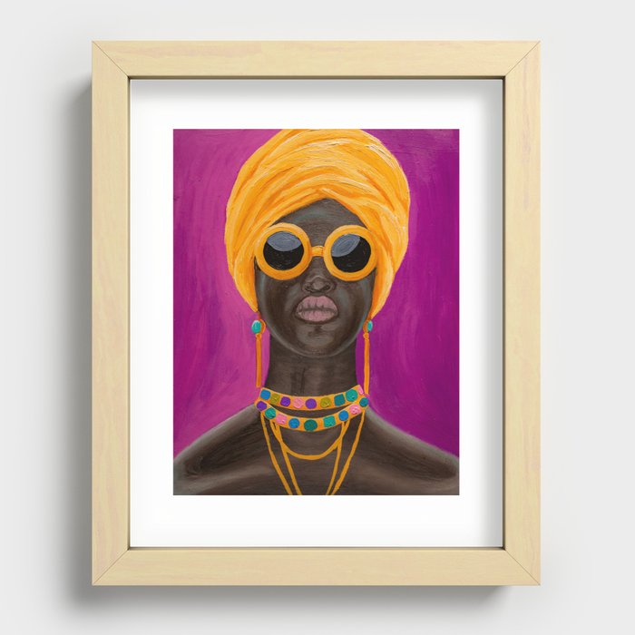 African American Woman Pop Art Portrait Recessed Framed Print