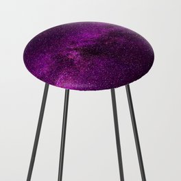 Elegant Stylish Violet Lilac Glitter Nebula Galaxy Counter Stool