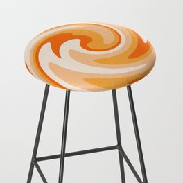 Retro 70s Orange Swirl Abstract Spiral Bar Stool