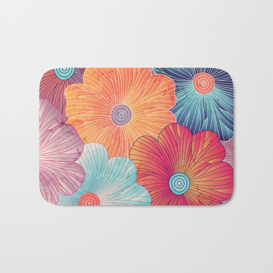 Big Bright Flowers Bath Mat