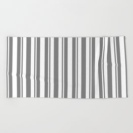 [ Thumbnail: White & Grey Colored Lines Pattern Beach Towel ]