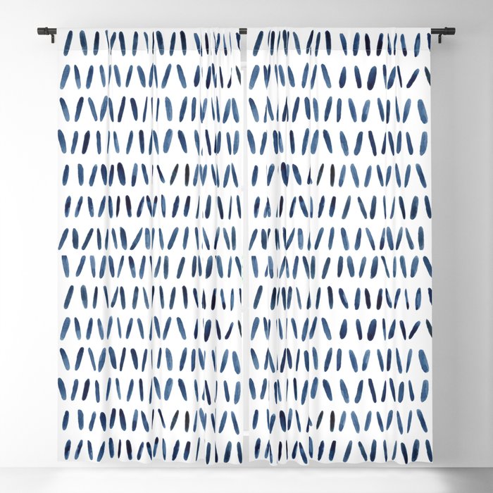Strokes Pattern | Indigo Watercolor Painting Blackout Curtain