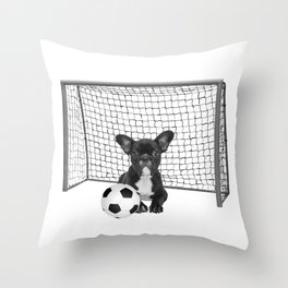 French Bulldog - Soccer Goal - Frenchie Dog Throw Pillow