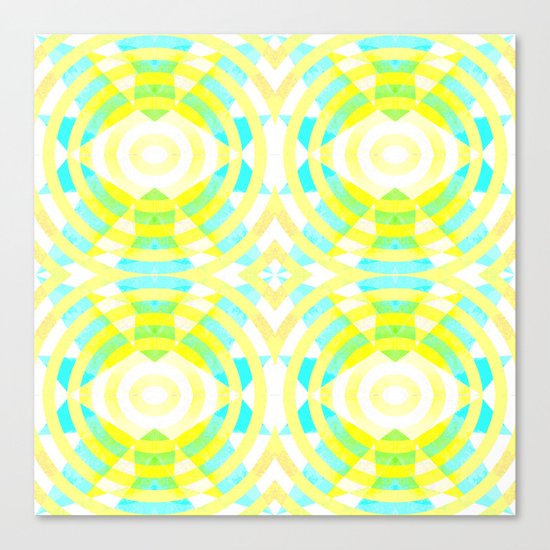 Funky geometry in yellow and blue Canvas Print