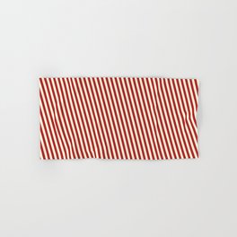 [ Thumbnail: Red & Beige Colored Pattern of Stripes Hand & Bath Towel ]