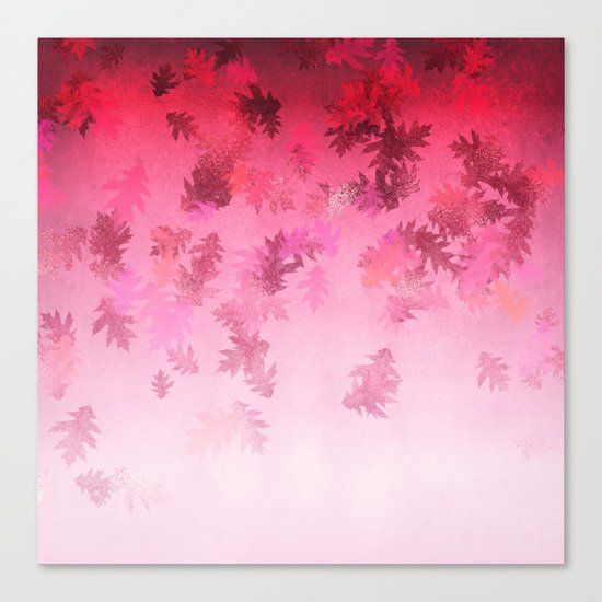 Autumn-world 4 - leaves on pink Canvas Print