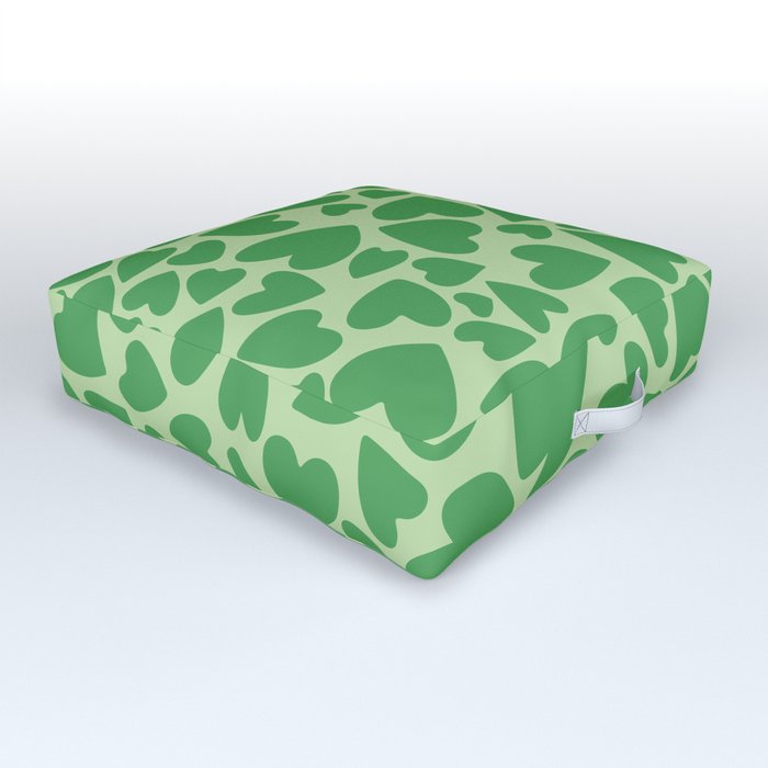 Forest Green Warped Hearts Outdoor Floor Cushion