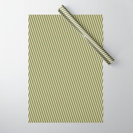 [ Thumbnail: Tan & Dark Olive Green Colored Lines/Stripes Pattern Wrapping Paper ]