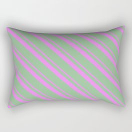 [ Thumbnail: Violet & Dark Sea Green Colored Striped/Lined Pattern Rectangular Pillow ]