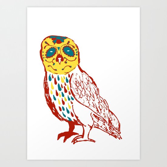 Sugar Skull Owl Art Print
