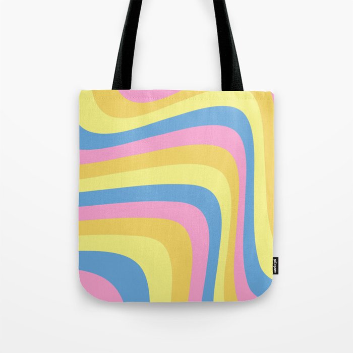 abstract wavy art inspired by the pansexual pride flag Tote Bag