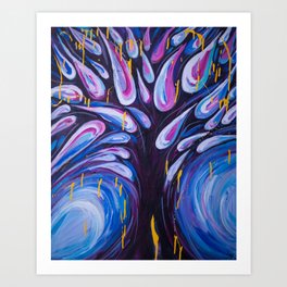 Tree Drops - Abstract Painting of Tree and Leaves Art Print