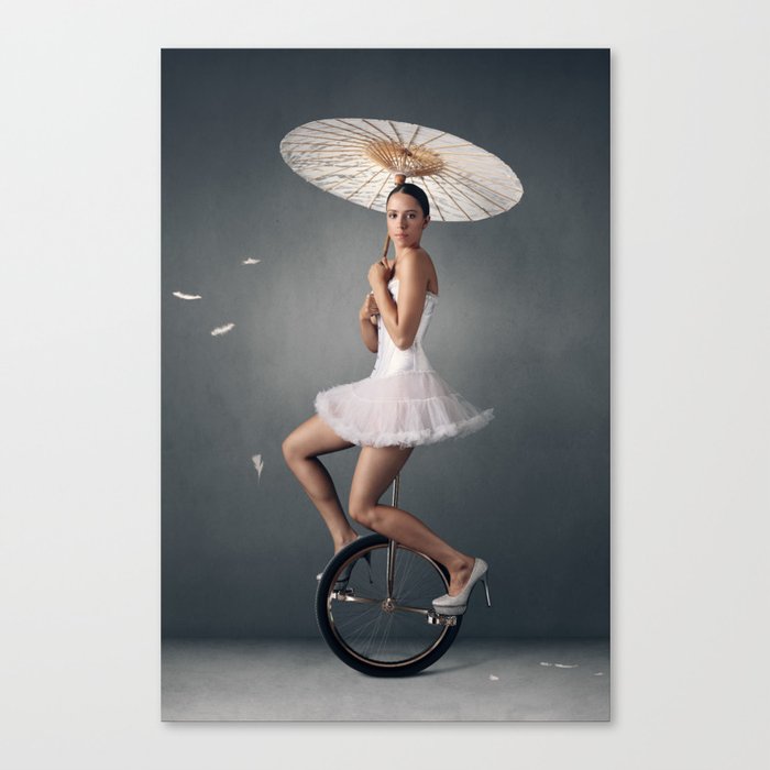 Lady on a unicycle Canvas Print