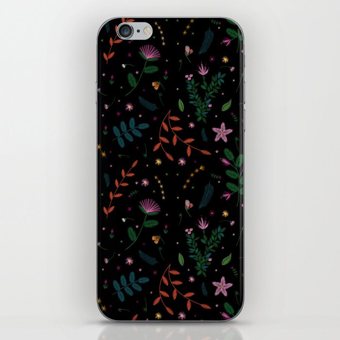 Embroidered Leaves & Flowers iPhone Skin